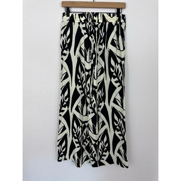 Rachel Zoe Women’s Black Cream Linen Blend Wide Leg Pants Size Small - Picture 4 of 6